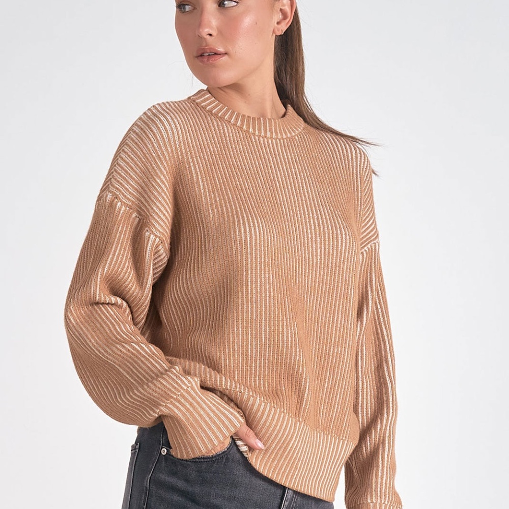 KENDRA SWEATER TAN/WHITE